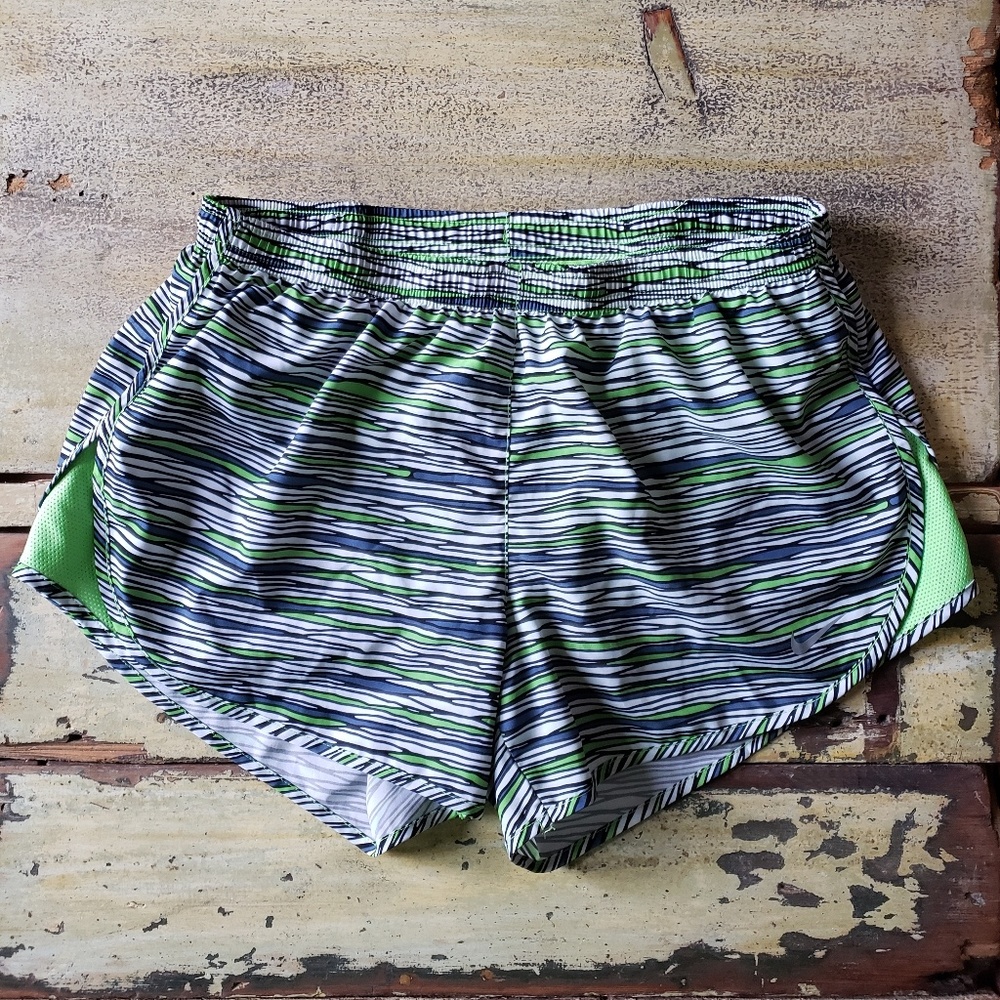 Green Striped Nike Dri-Fit Running Shorts